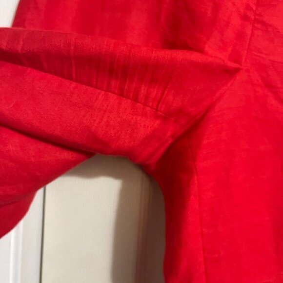 Larry Levine Womens Red Asian Inspired Linen Blend High Rise Crop Wide Pants 14 - Picture 6 of 7